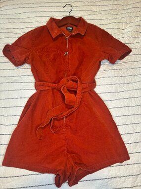 Urban Outfitters BDG Rust Color 70s Vintage Style Corduroy Hot Pants Romper - 4